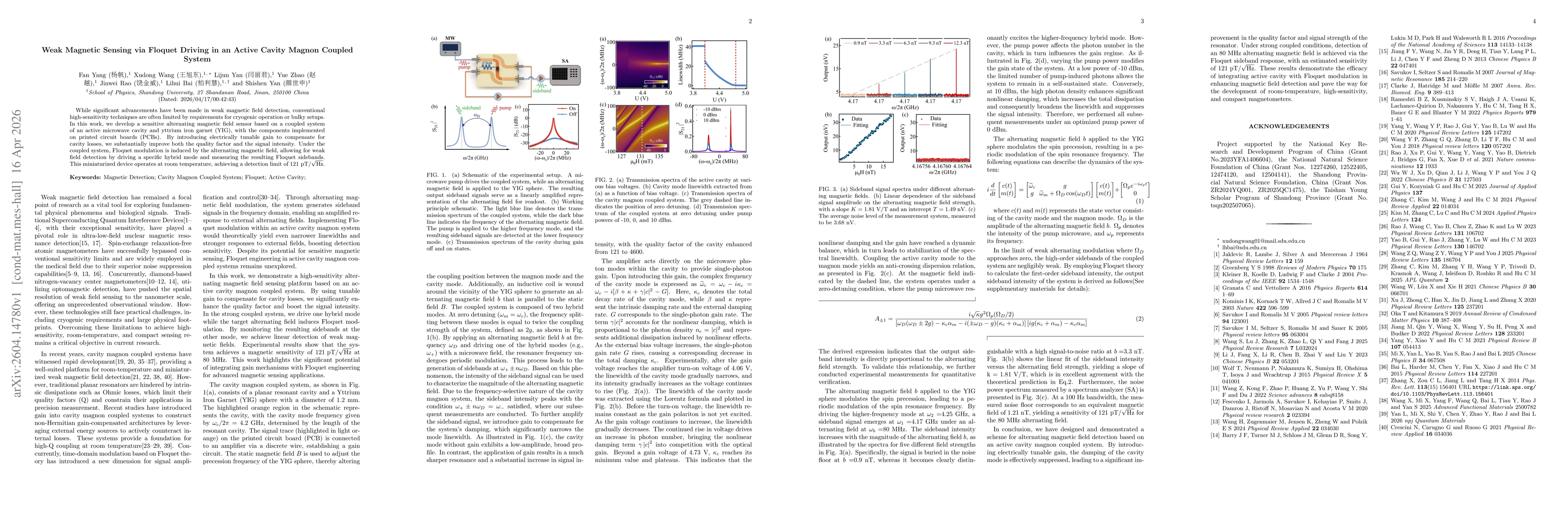 Thumbnail for Weak Magnetic Sensing via Floquet Driving in an Active Cavity Magnon Coupled System