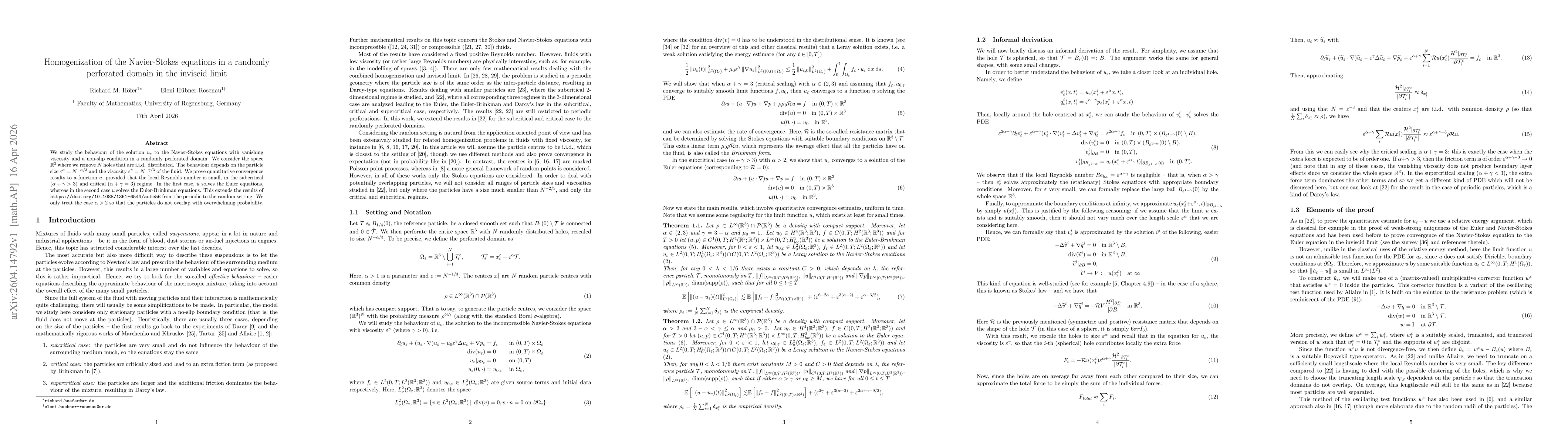Thumbnail for Homogenization of the Navier-Stokes equations in a randomly perforated domain in the inviscid limit