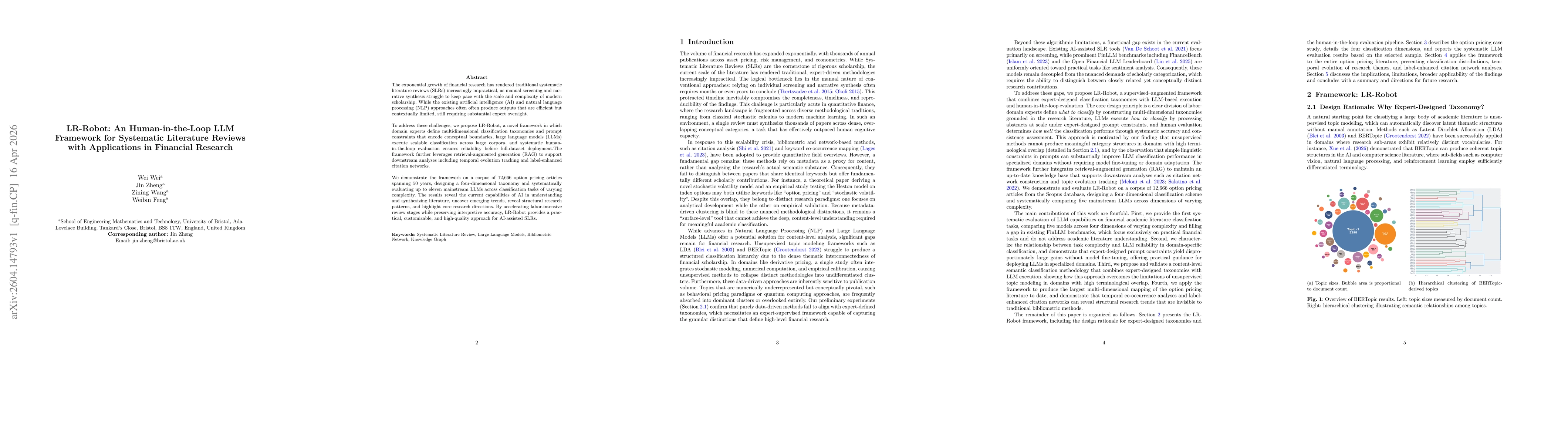 Thumbnail for LR-Robot: An Human-in-the-Loop LLM Framework for Systematic Literature Reviews with Applications in Financial Research