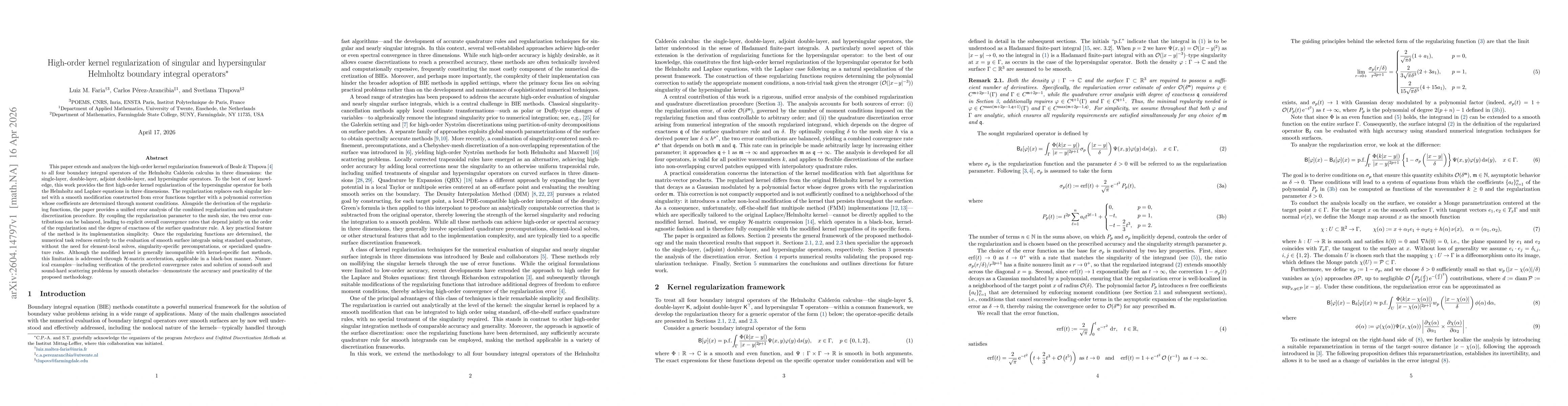 Thumbnail for High-order kernel regularization of singular and hypersingular Helmholtz boundary integral operators
