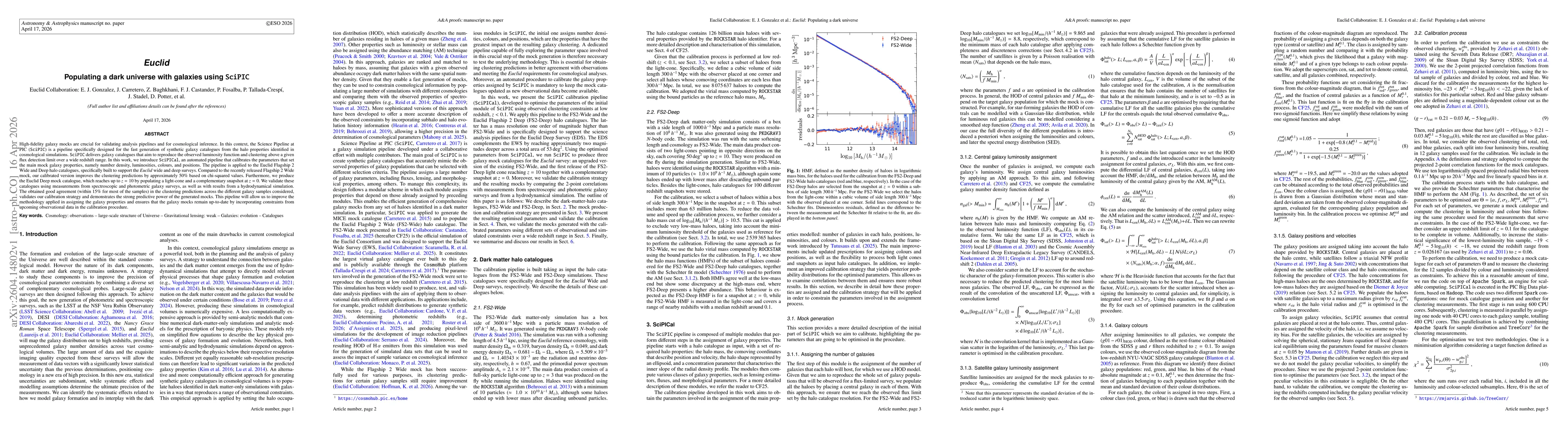 Thumbnail for Euclid. Populating a dark universe with galaxies using SciPIC
