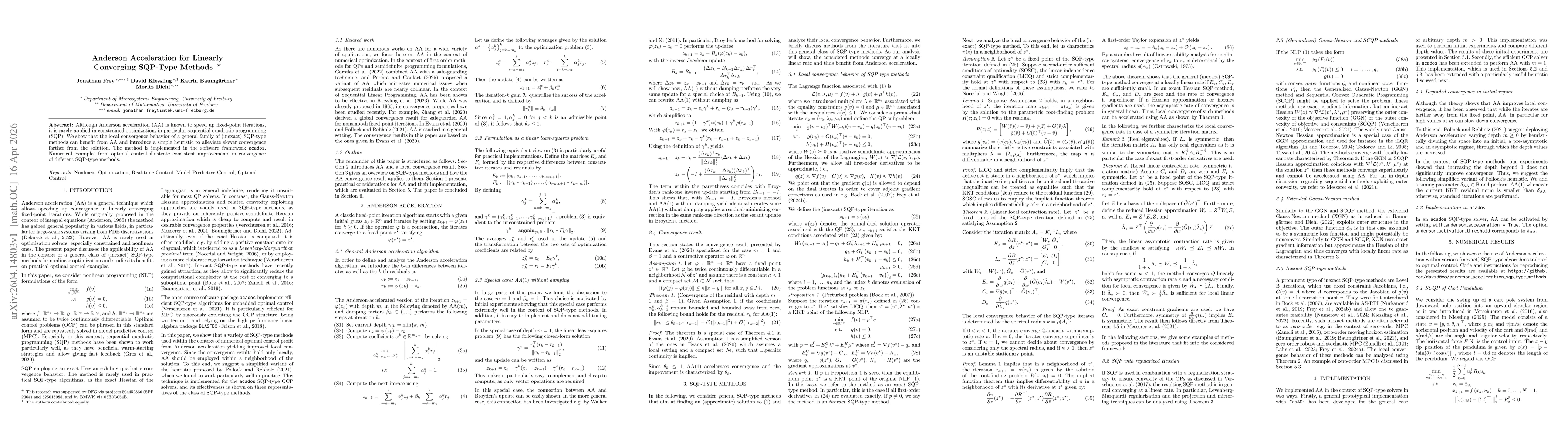 Thumbnail for Anderson Acceleration for Linearly Converging SQP-Type Methods