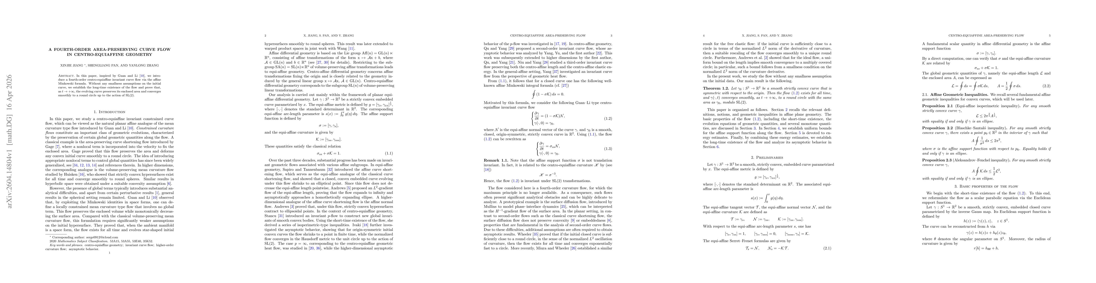 Thumbnail for A fourth-order area-preserving curve flow in centro-equiaffine geometry