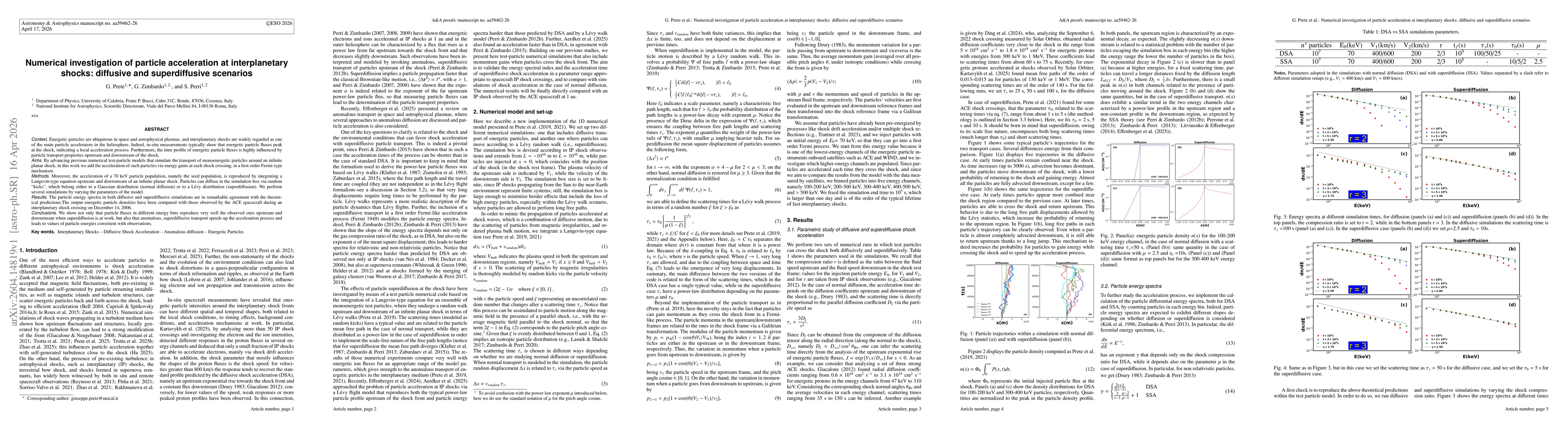 Thumbnail for Numerical investigation of particle acceleration at interplanetary shocks: diffusive and superdiffusive scenarios