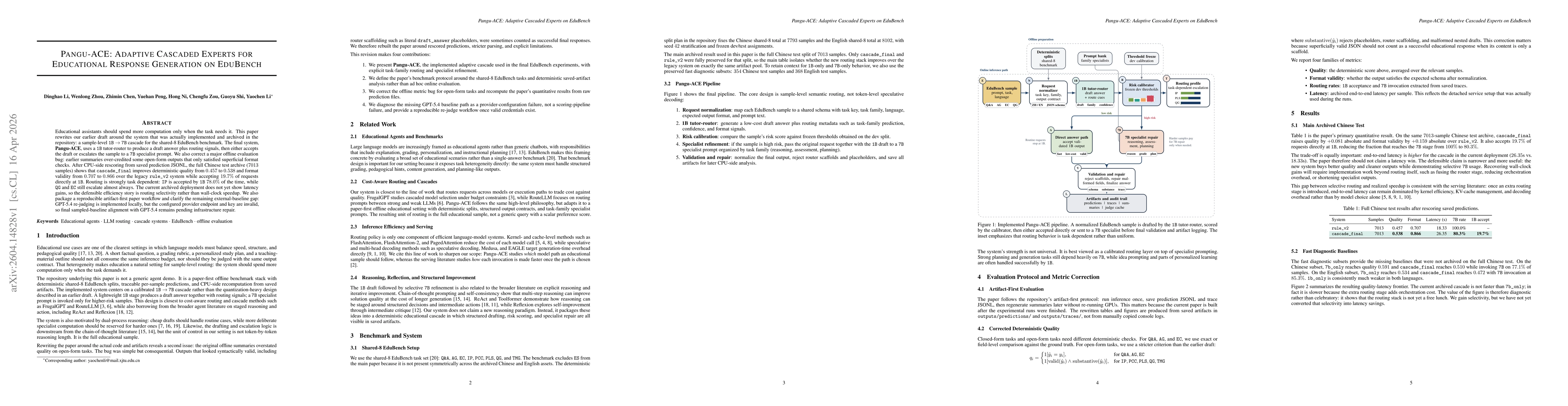 Thumbnail for Pangu-ACE: Adaptive Cascaded Experts for Educational Response Generation on EduBench