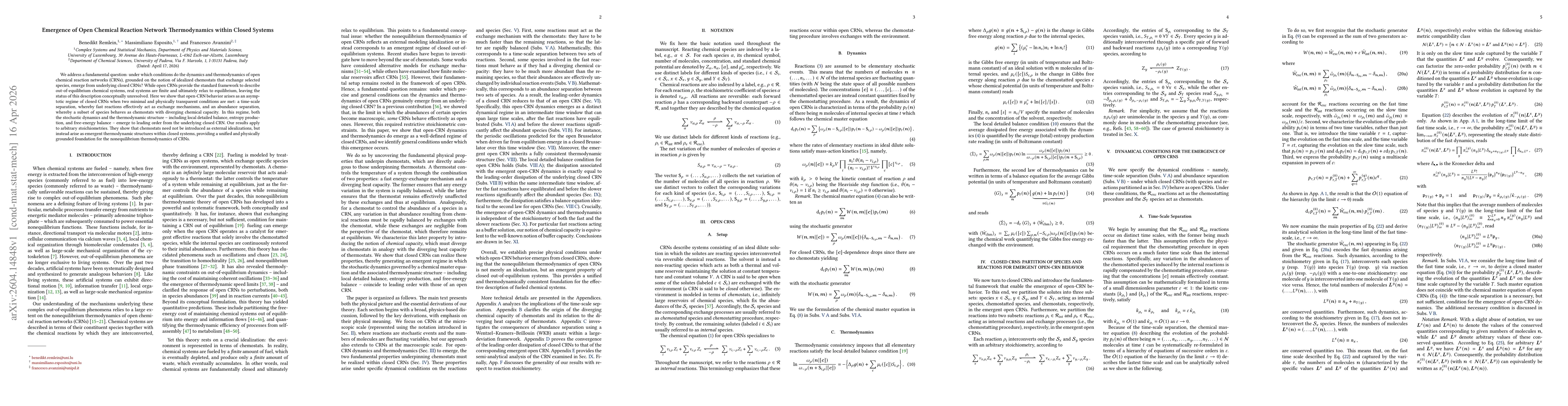Thumbnail for Emergence of Open Chemical Reaction Network Thermodynamics within Closed Systems