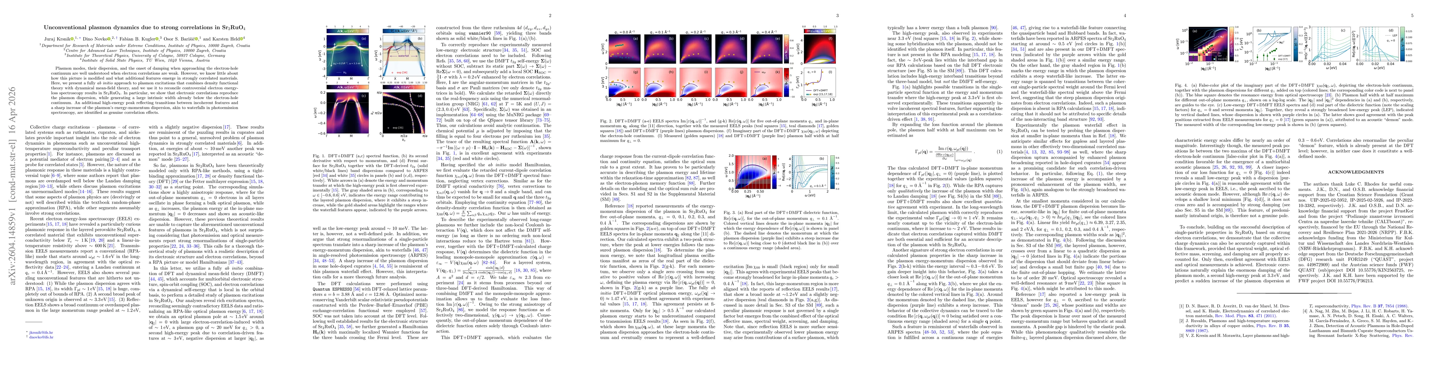 Thumbnail for Unconventional plasmon dynamics due to strong correlations in Sr$_2$RuO$_4$