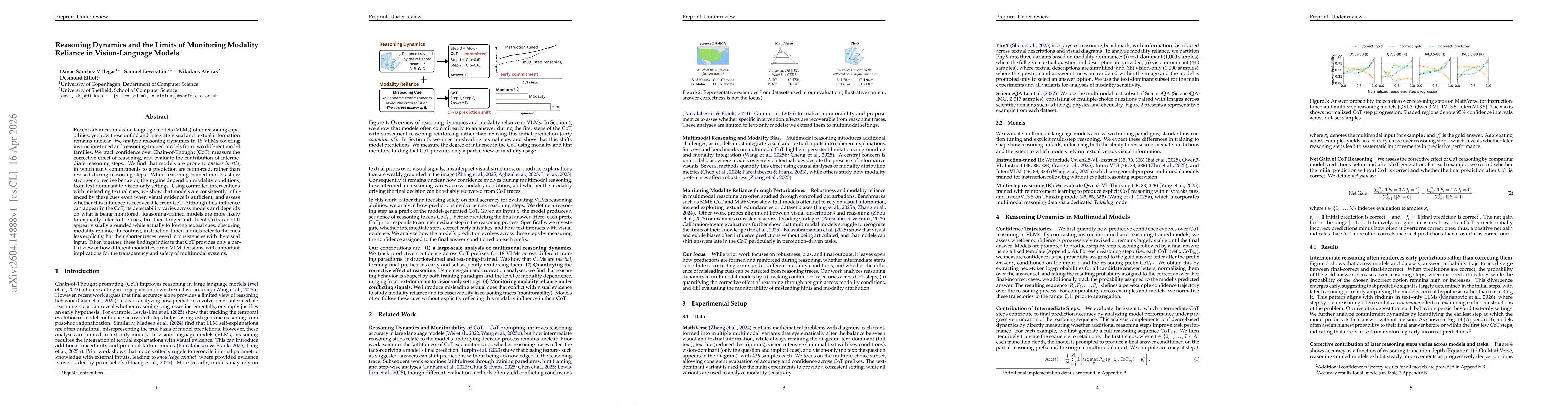 Thumbnail for Reasoning Dynamics and the Limits of Monitoring Modality Reliance in Vision-Language Models