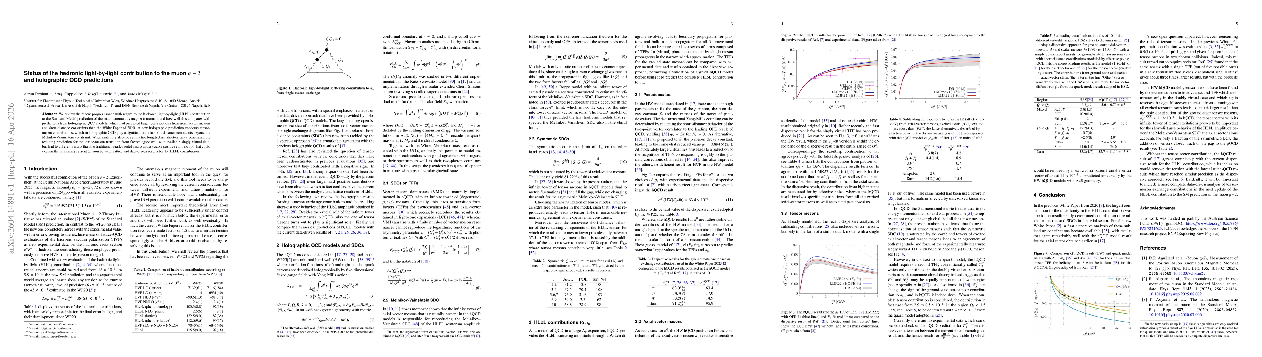 Thumbnail for Status of the hadronic light-by-light contribution to the muon $g-2$ and holographic QCD predictions