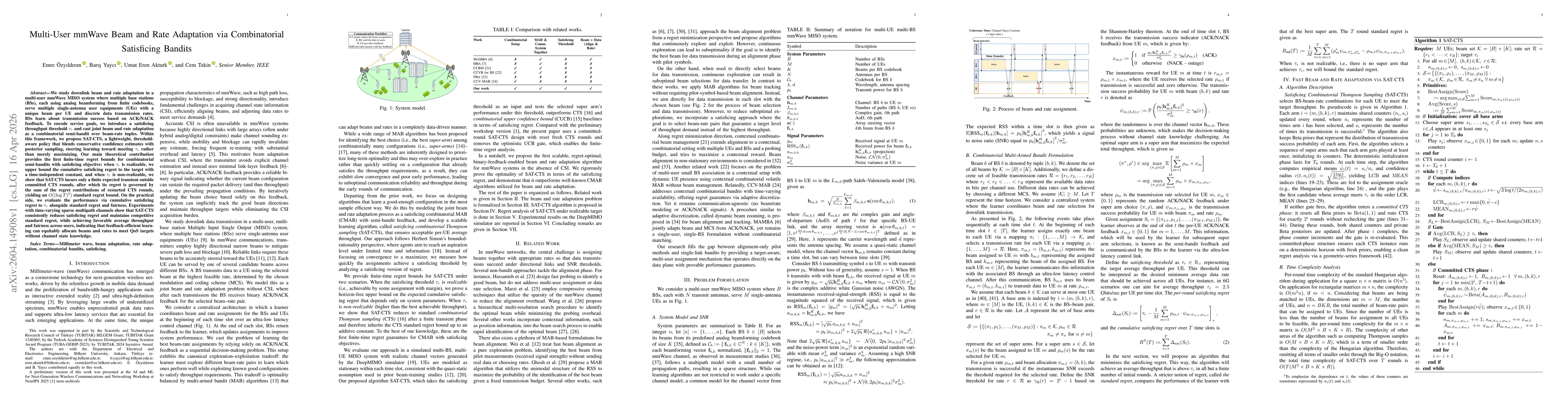 Thumbnail for Multi-User mmWave Beam and Rate Adaptation via Combinatorial Satisficing Bandits