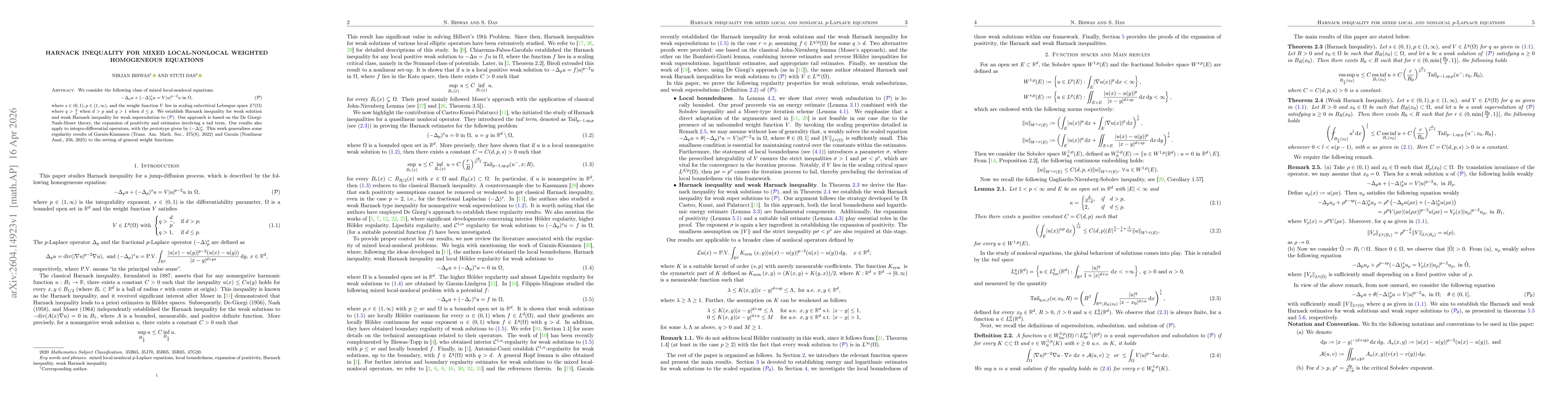 Thumbnail for Harnack inequality for mixed local-nonlocal weighted homogeneous equations