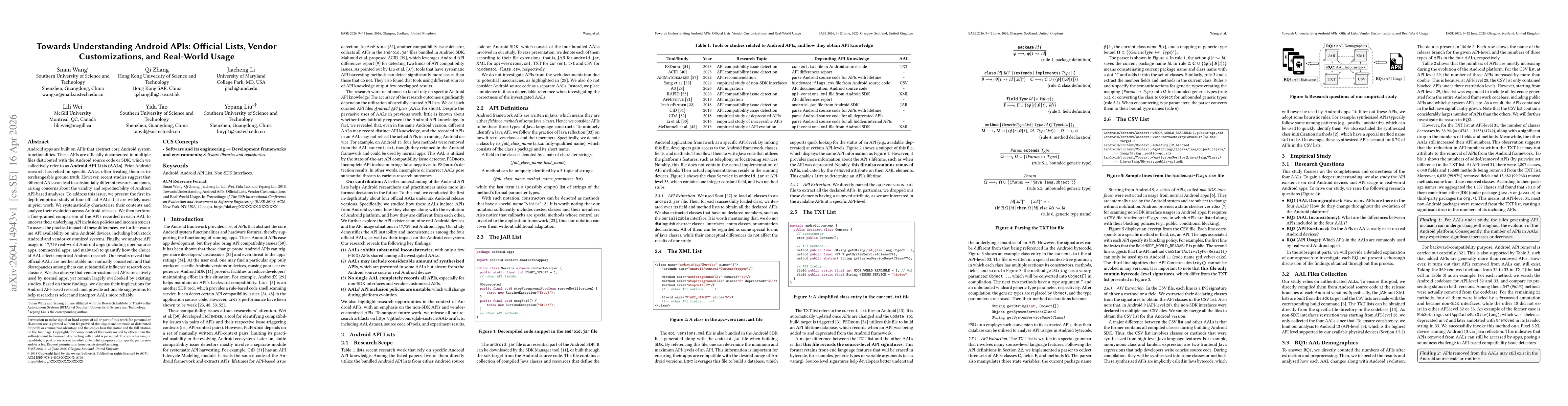 Thumbnail for Towards Understanding Android APIs: Official Lists, Vendor Customizations, and Real-World Usage