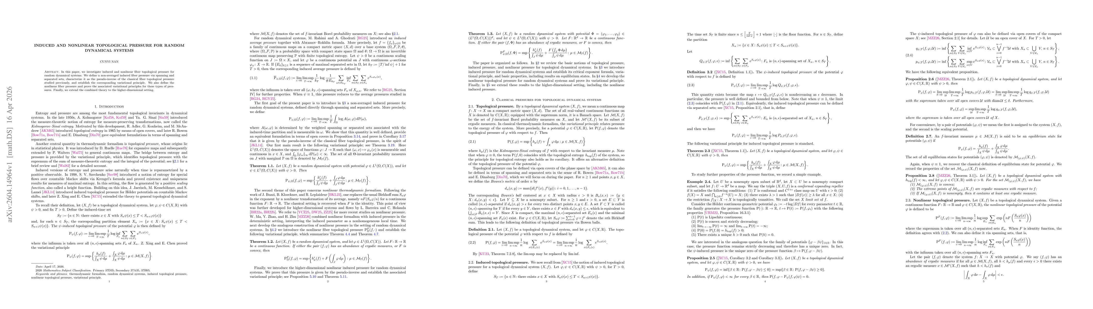 Thumbnail for Induced and nonlinear topological pressure for random dynamical systems