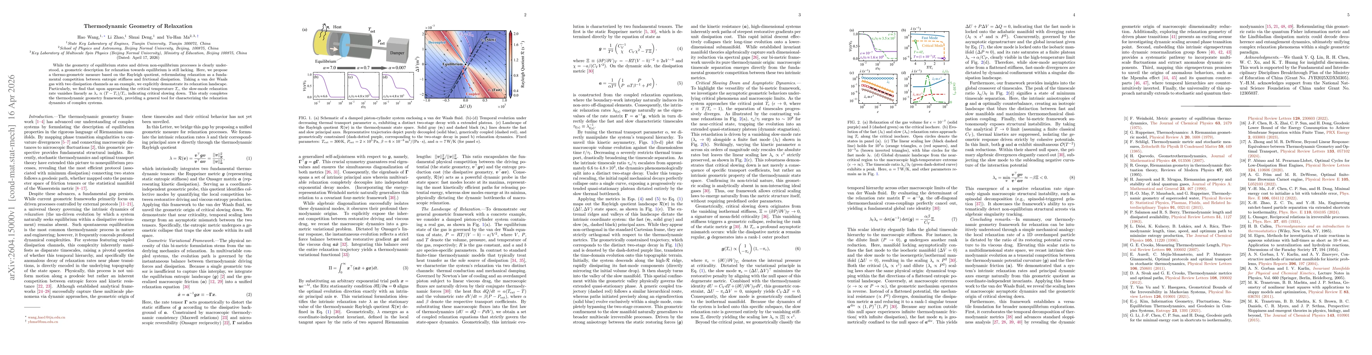 Thumbnail for Thermodynamic Geometry of Relaxation