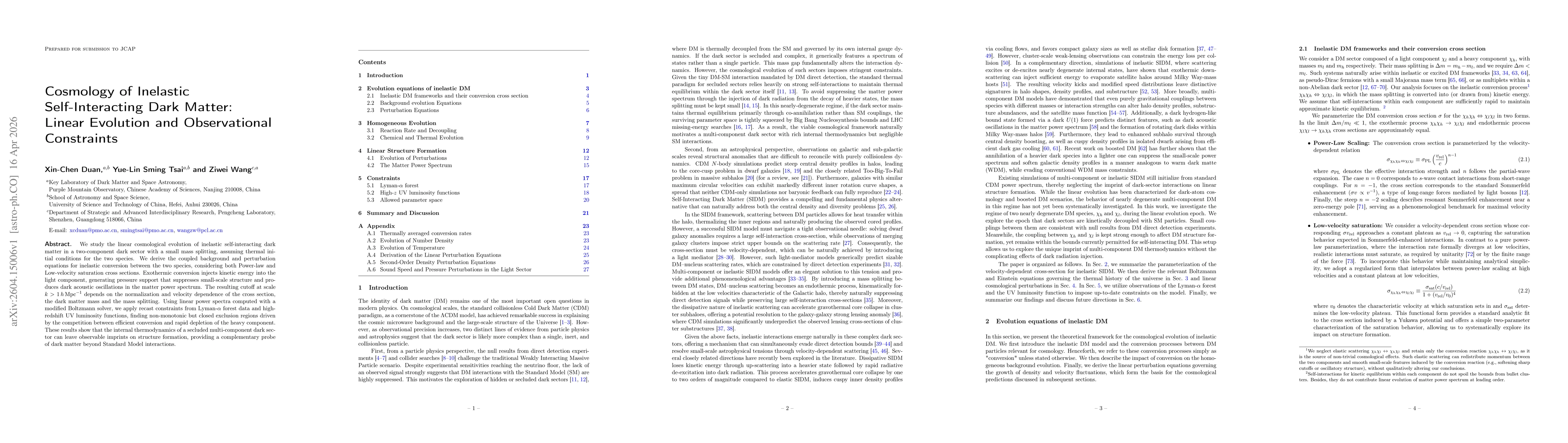 Thumbnail for Cosmology of Inelastic Self-Interacting Dark Matter: Linear Evolution and Observational Constraints