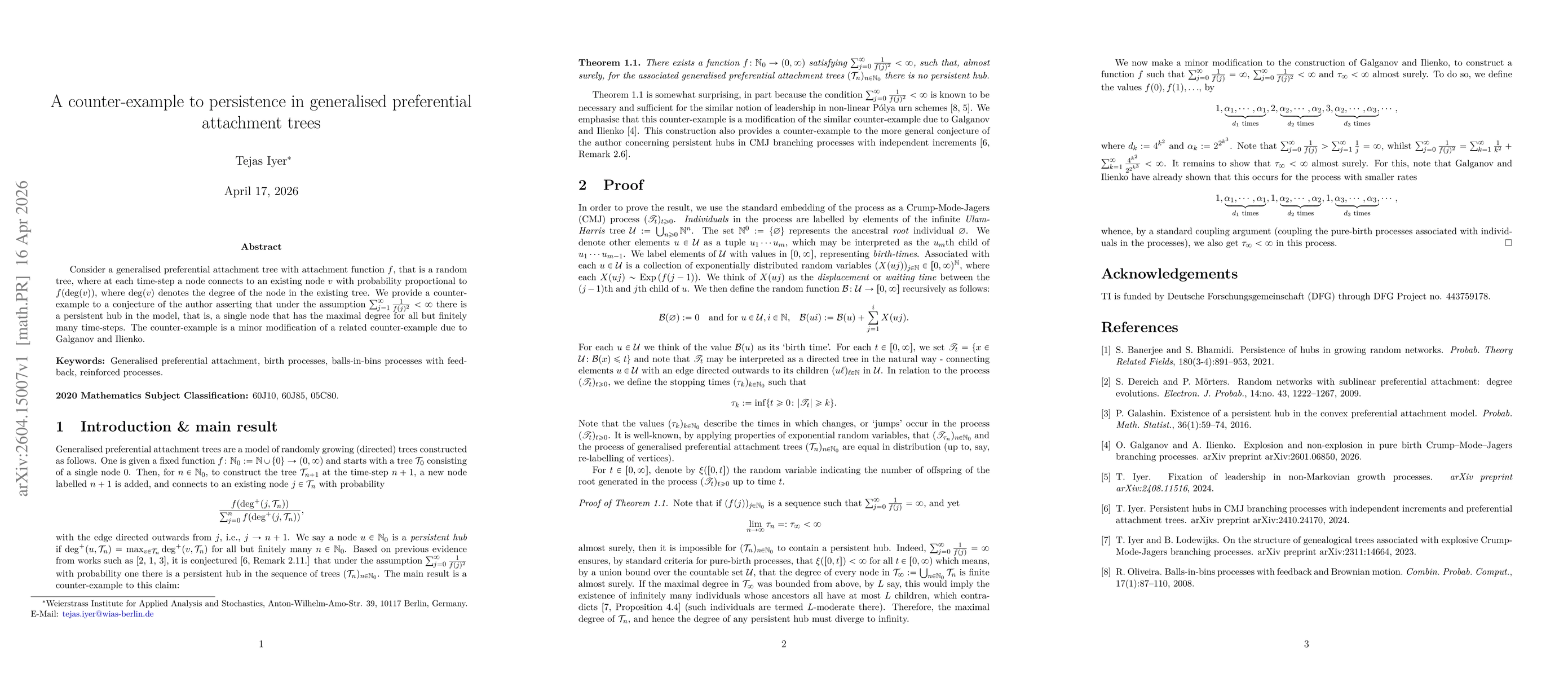 Thumbnail for A counter-example to persistence in generalised preferential attachment trees