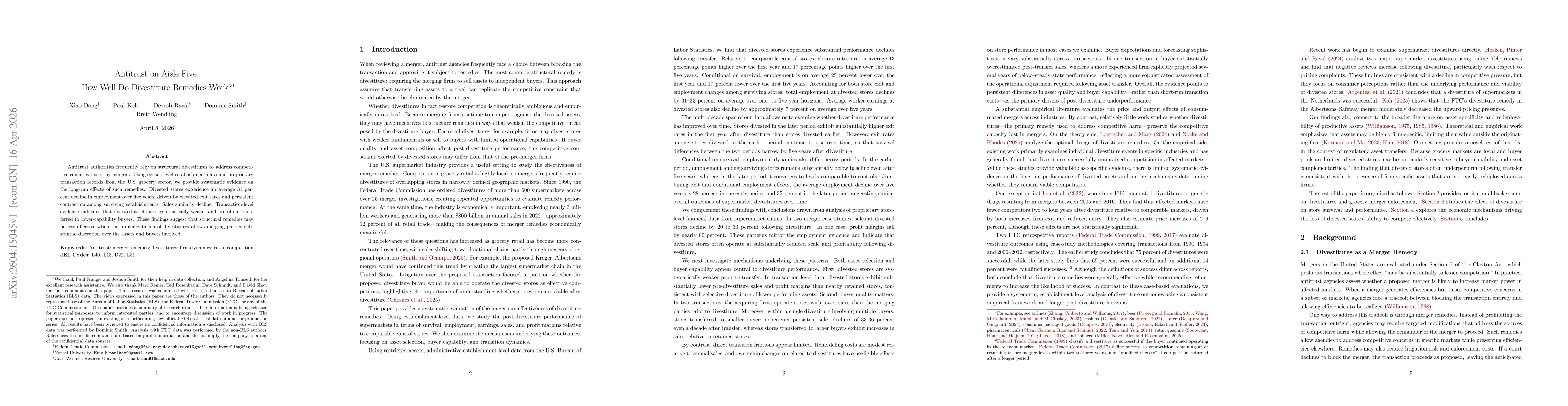 Thumbnail for Antitrust on Aisle Five: How Well Do Divestiture Remedies Work?