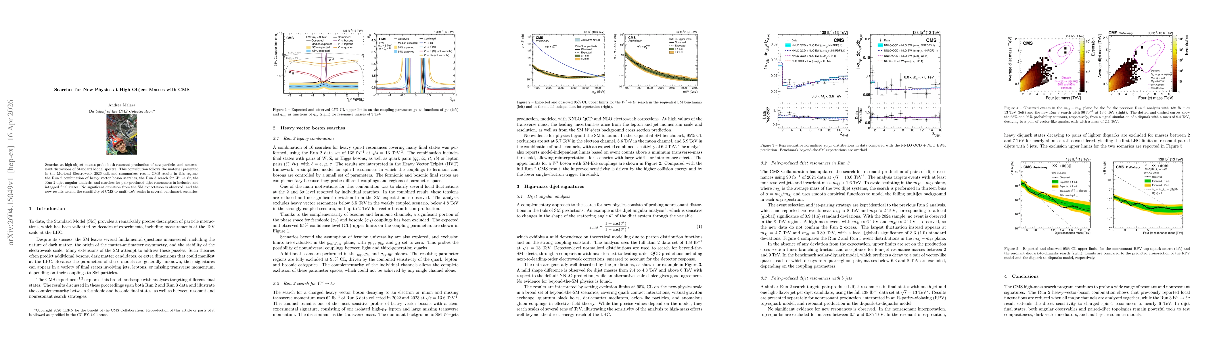 Thumbnail for Searches for New Physics at High Object Masses with CMS