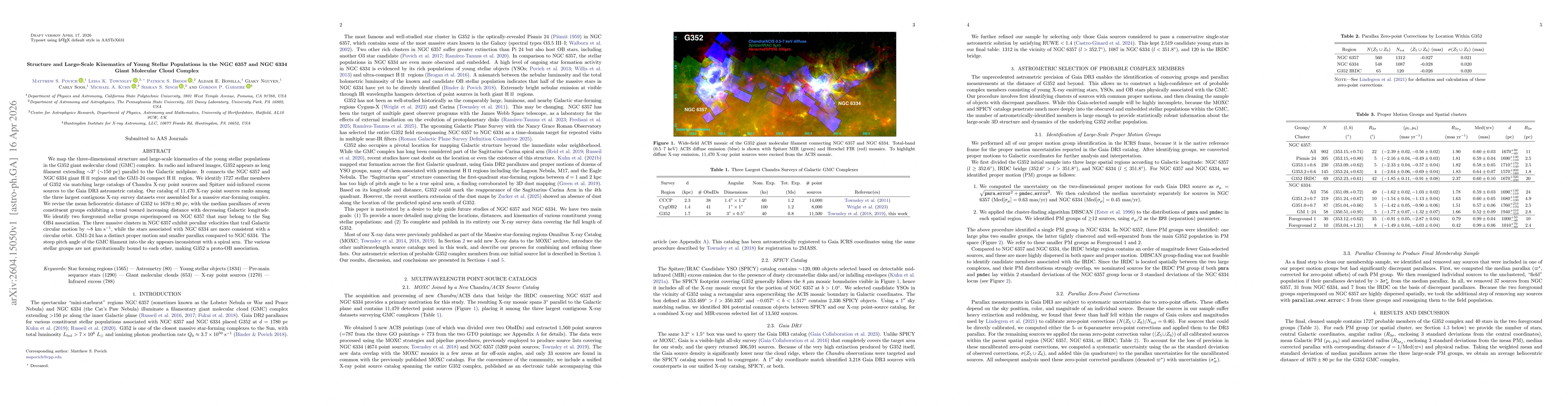 Thumbnail for Structure and Large-Scale Kinematics of Young Stellar Populations in the NGC 6357 and NGC 6334 Giant Molecular Cloud Complex