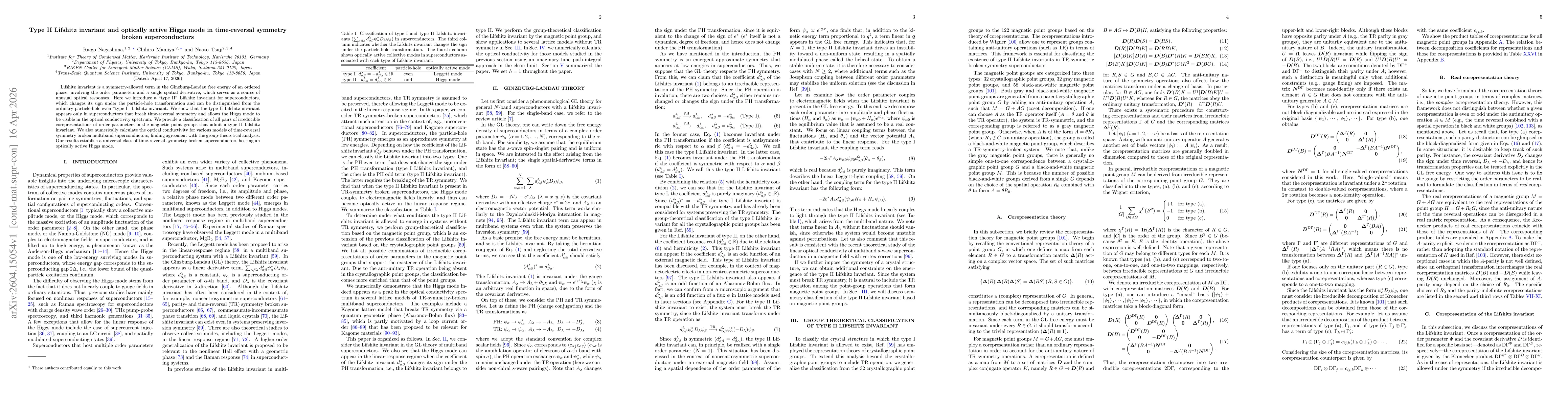 Thumbnail for Type II Lifshitz invariant and optically active Higgs mode in time-reversal symmetry broken superconductors