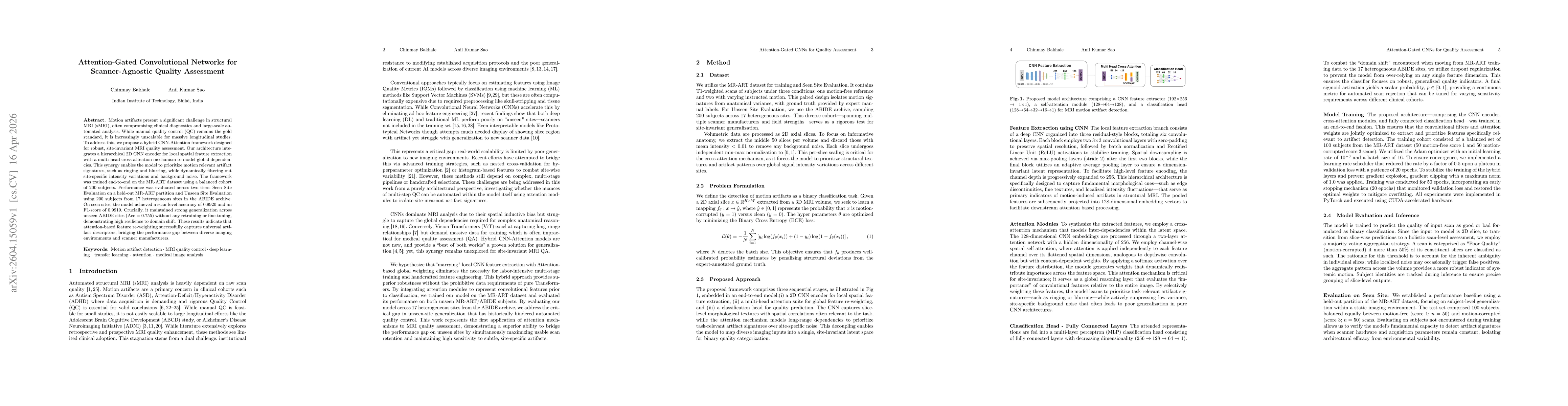 Thumbnail for Attention-Gated Convolutional Networks for Scanner-Agnostic Quality Assessment