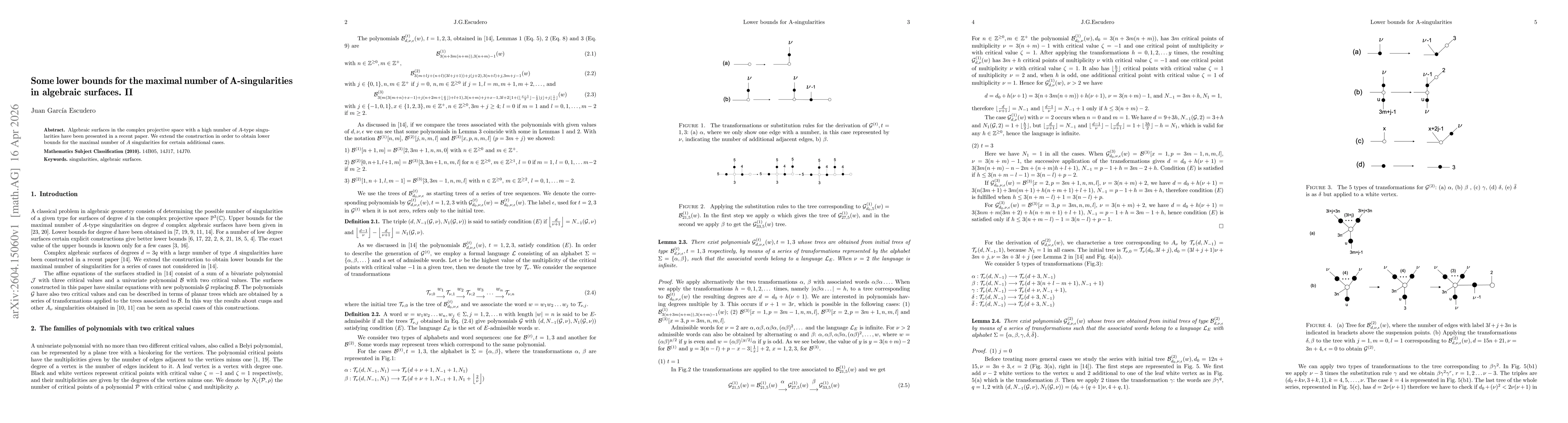 Thumbnail for Some lower bounds for the maximal number of A-singularities in algebraic surfaces. II