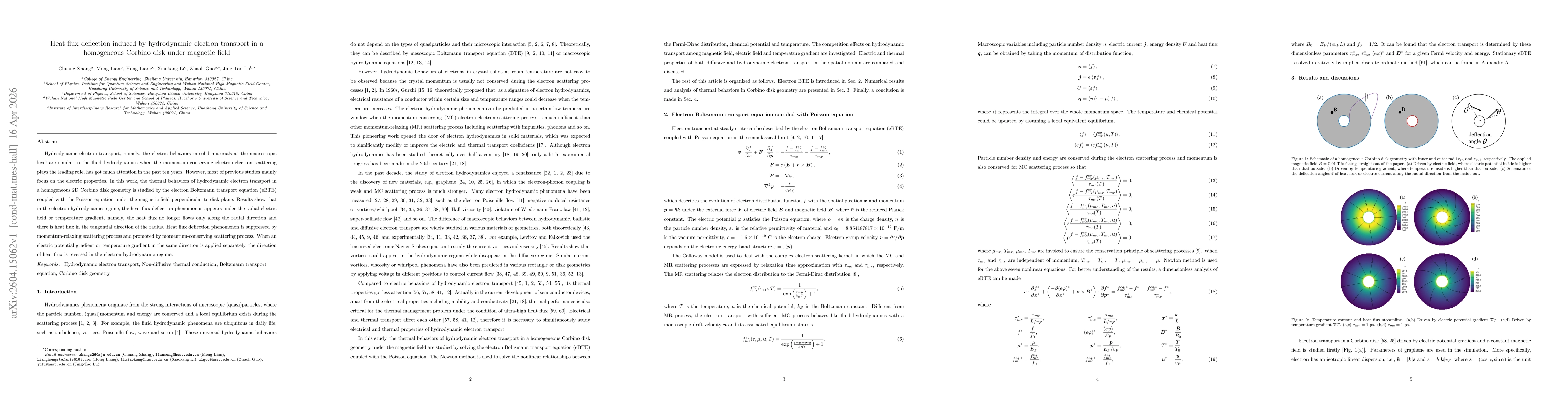 Thumbnail for Heat flux deflection induced by hydrodynamic electron transport in a homogeneous Corbino disk under magnetic field