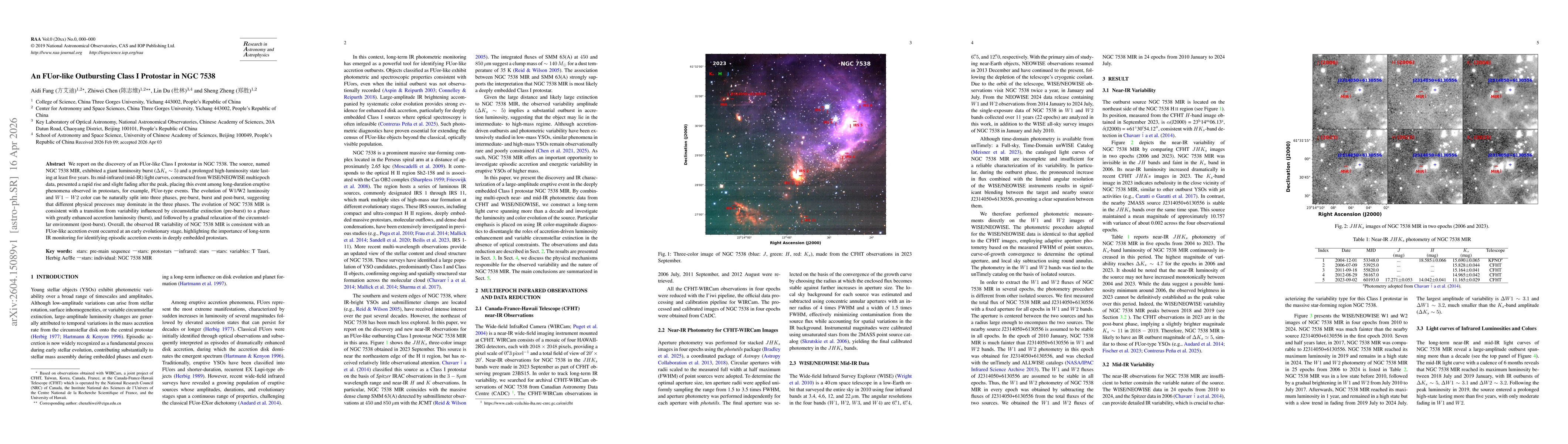 Thumbnail for An FUor-like Outbursting Class I Protostar in NGC 7538