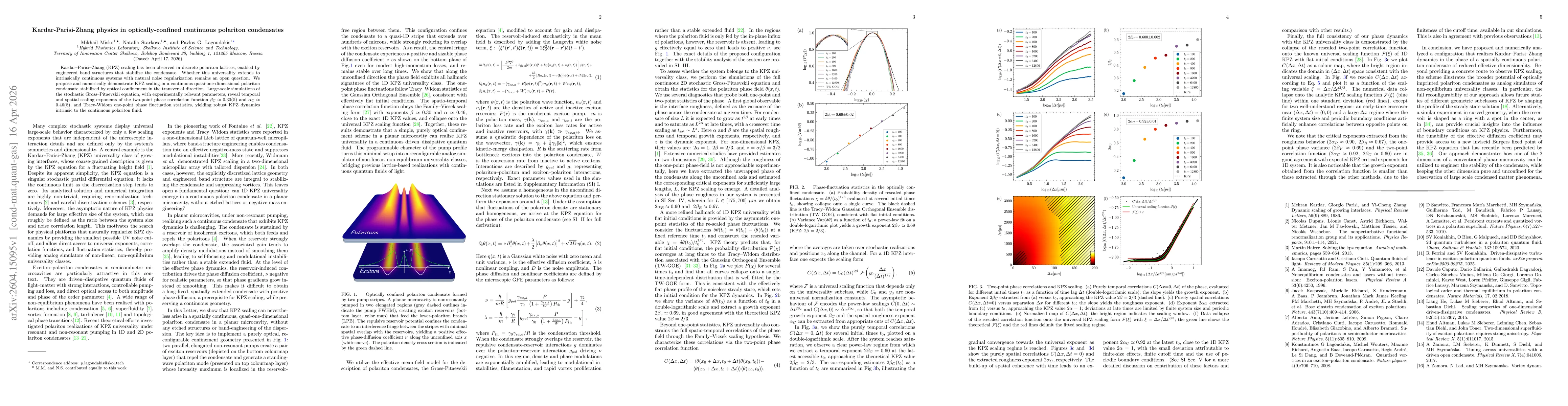 Thumbnail for Kardar-Parisi-Zhang physics in optically-confined continuous polariton condensates