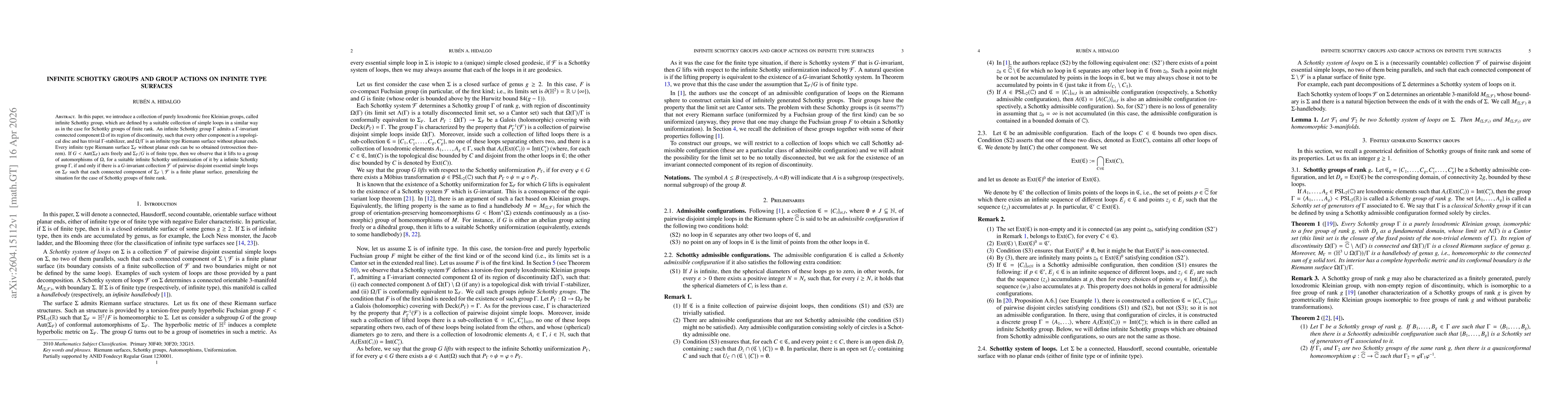 Thumbnail for Infinite Schottky groups and group actions on infinite type surfaces