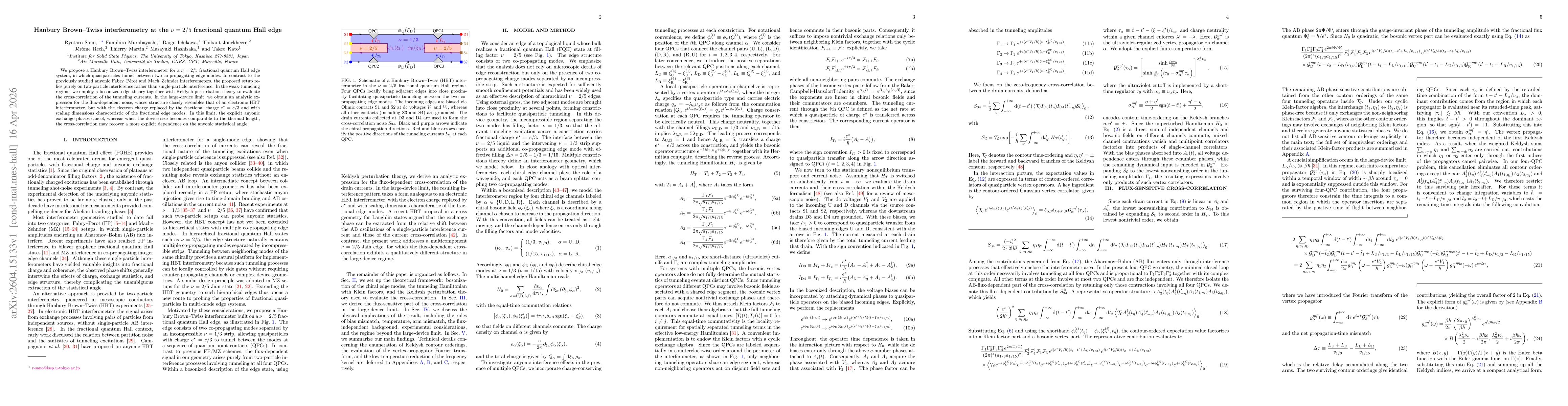 Thumbnail for Hanbury Brown-Twiss interferometry at the $ν=2/5$ fractional quantum Hall edge