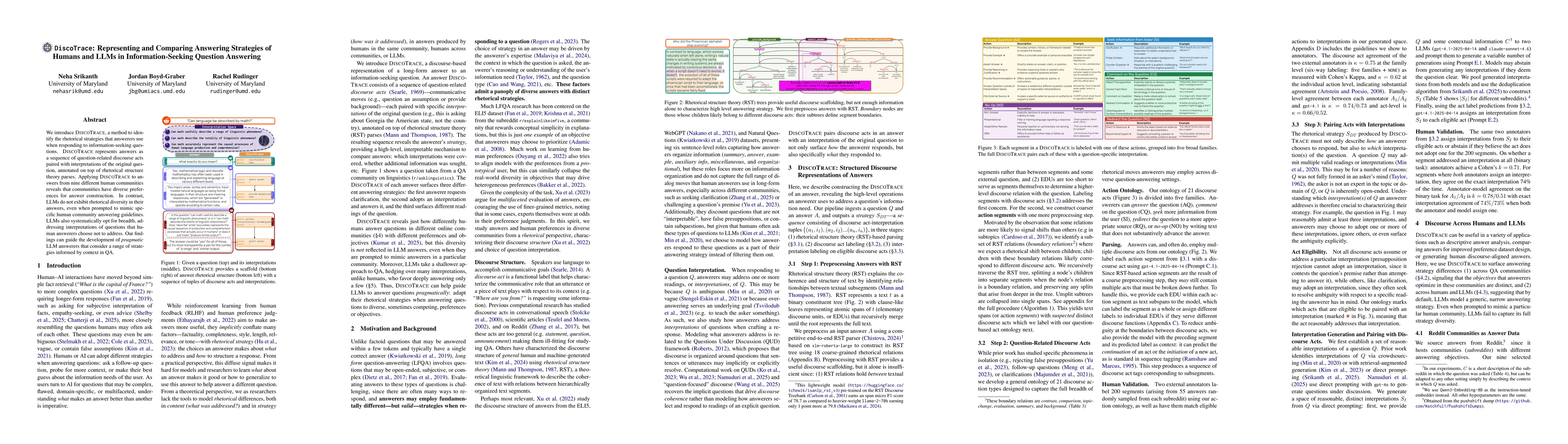 Thumbnail for DiscoTrace: Representing and Comparing Answering Strategies of Humans and LLMs in Information-Seeking Question Answering