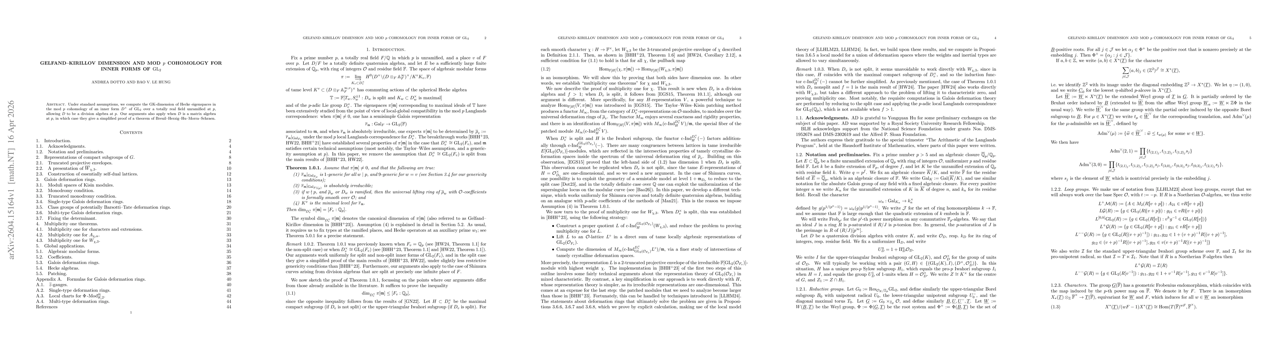 Thumbnail for Gelfand--Kirillov dimension and mod $p$ cohomology for inner forms of $\mathrm{GL}_2$