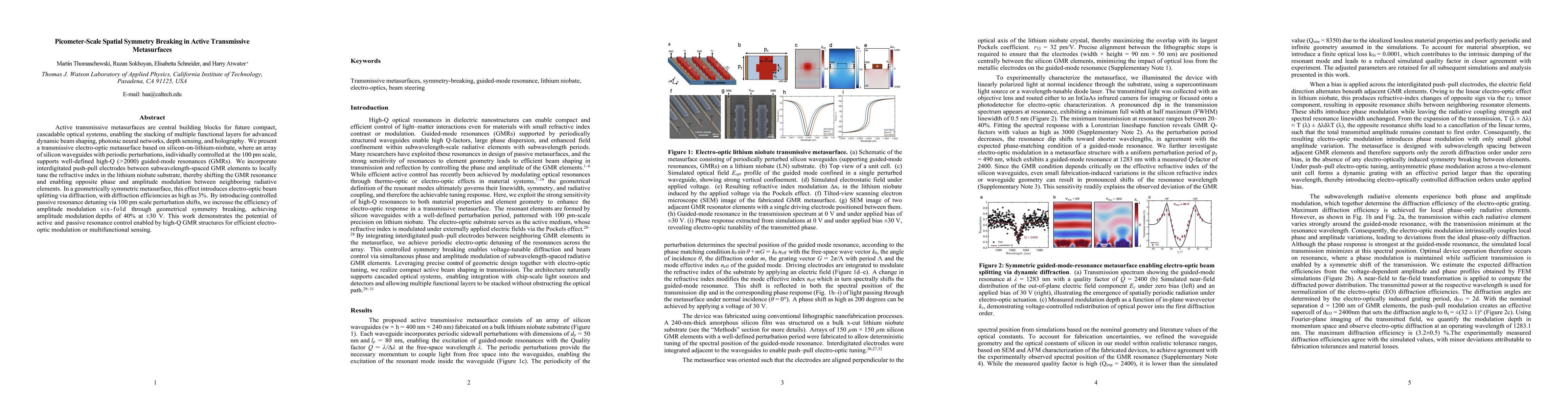 Thumbnail for Picometer-Scale Spatial Symmetry Breaking in Active Transmissive Metasurfaces