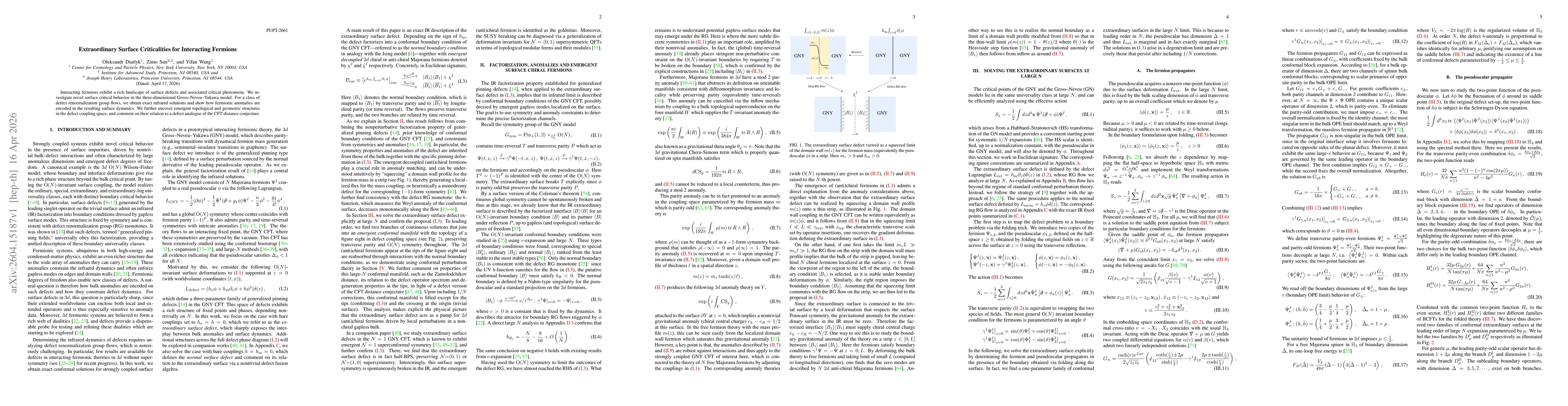 Thumbnail for Extraordinary Surface Criticalities for Interacting Fermions