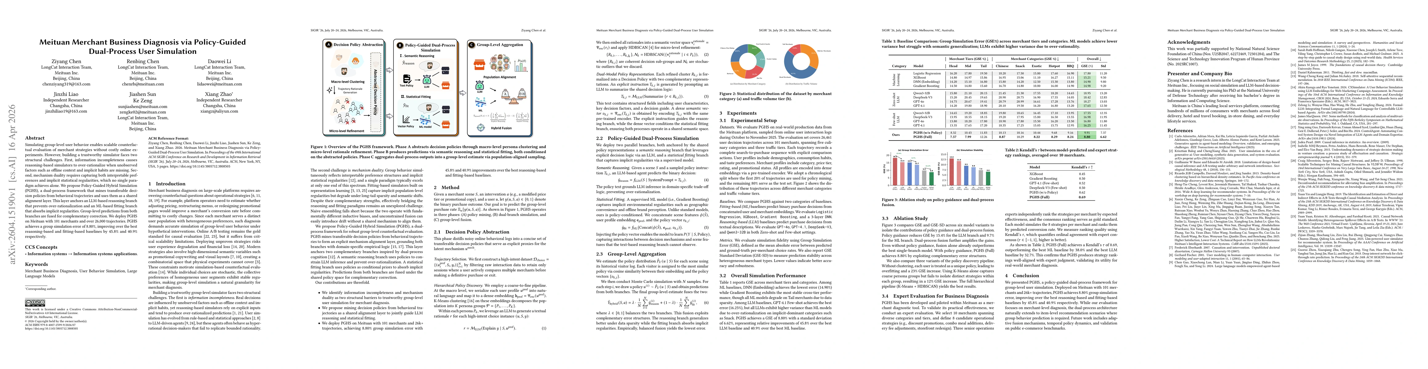 Thumbnail for Meituan Merchant Business Diagnosis via Policy-Guided Dual-Process User Simulation