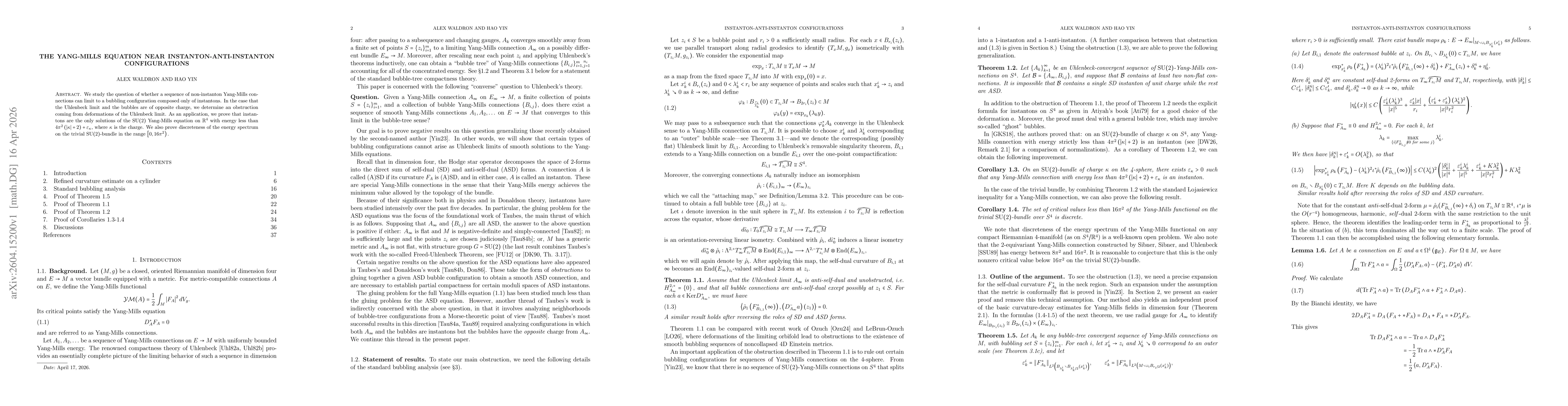 Thumbnail for The Yang-Mills equation near instanton-anti-instanton configurations