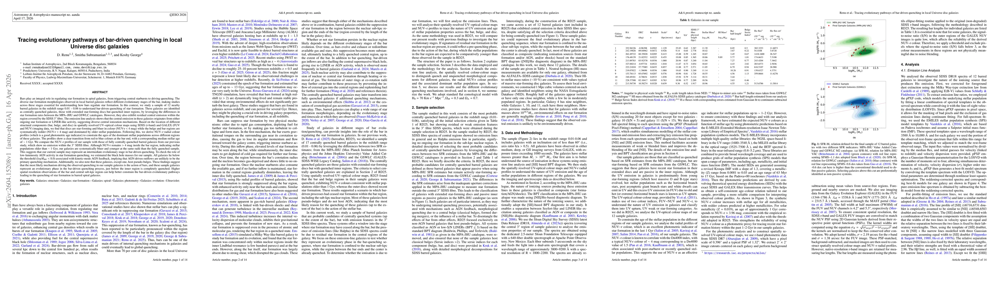 Thumbnail for Tracing evolutionary pathways of bar-driven quenching in local Universe disc galaxies
