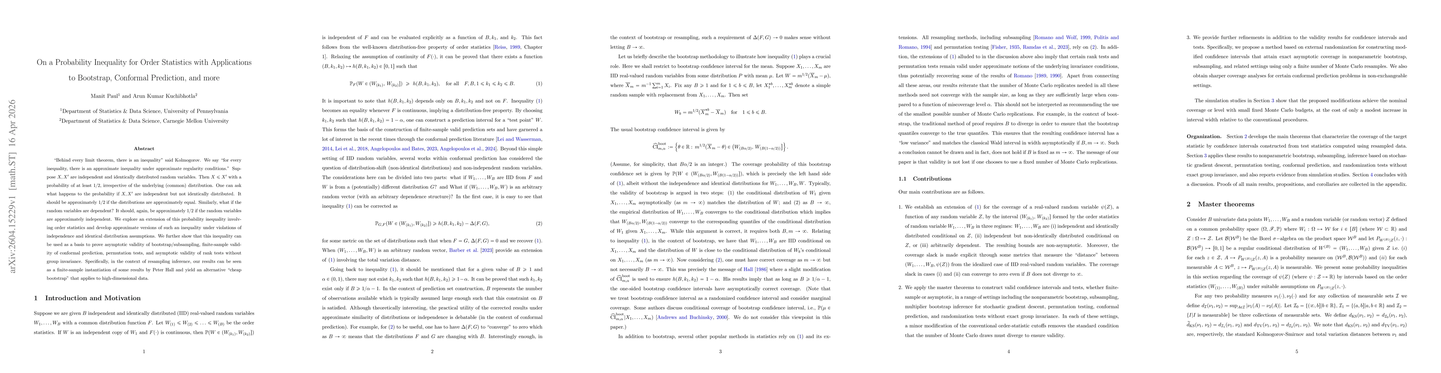 Thumbnail for On a Probability Inequality for Order Statistics with Applications to Bootstrap, Conformal Prediction, and more