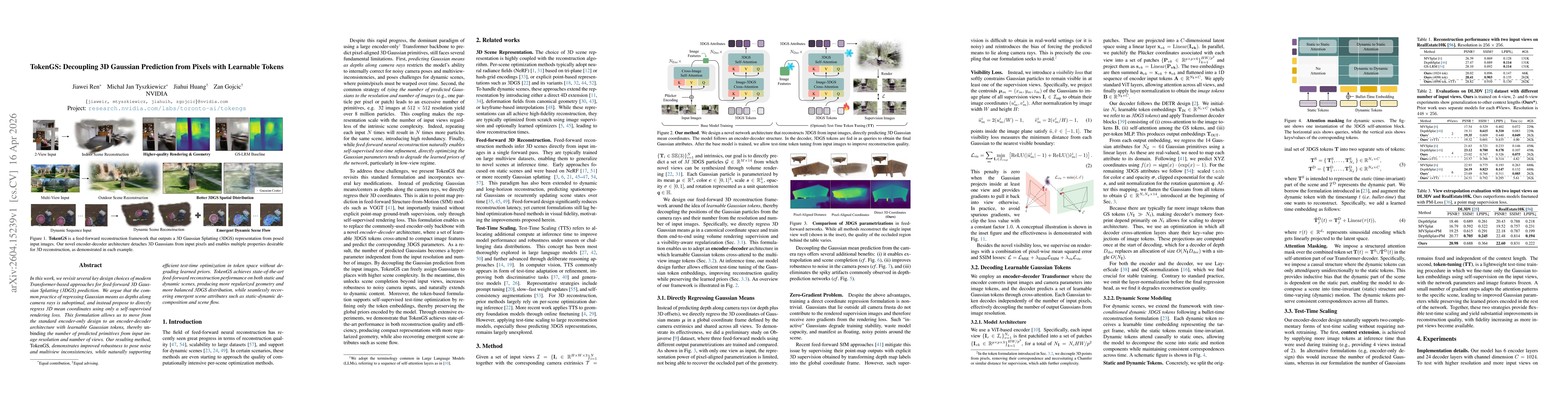 Thumbnail for TokenGS: Decoupling 3D Gaussian Prediction from Pixels with Learnable Tokens