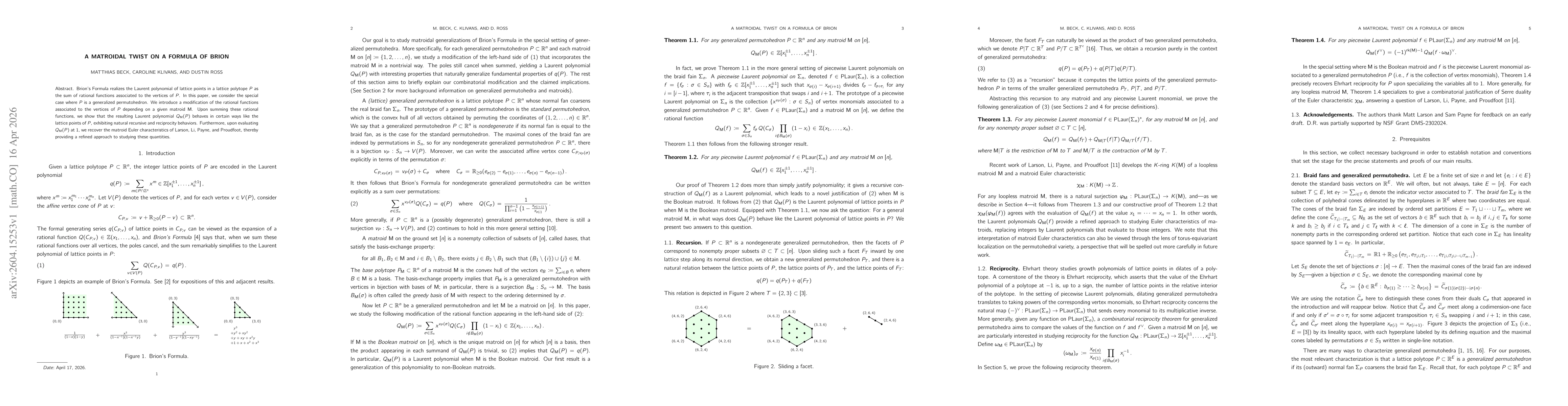 Thumbnail for A matroidal twist on a formula of Brion