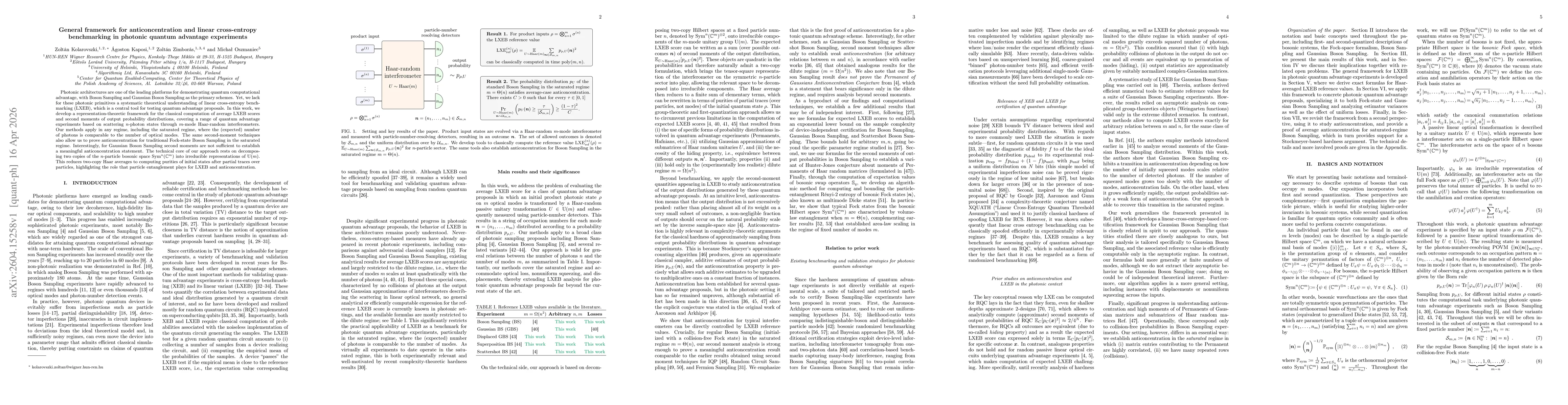 Thumbnail for General framework for anticoncentration and linear cross-entropy benchmarking in photonic quantum advantage experiments