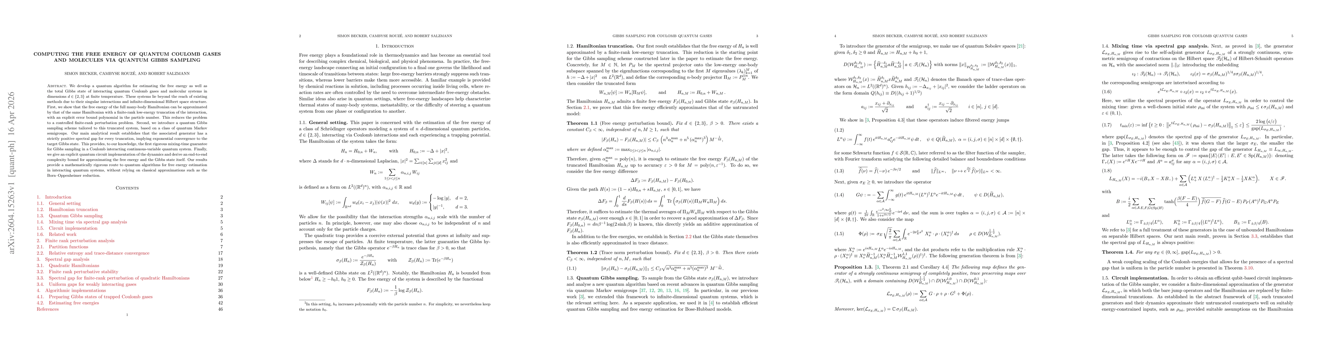 Thumbnail for Computing the free energy of quantum Coulomb gases and molecules via quantum Gibbs sampling