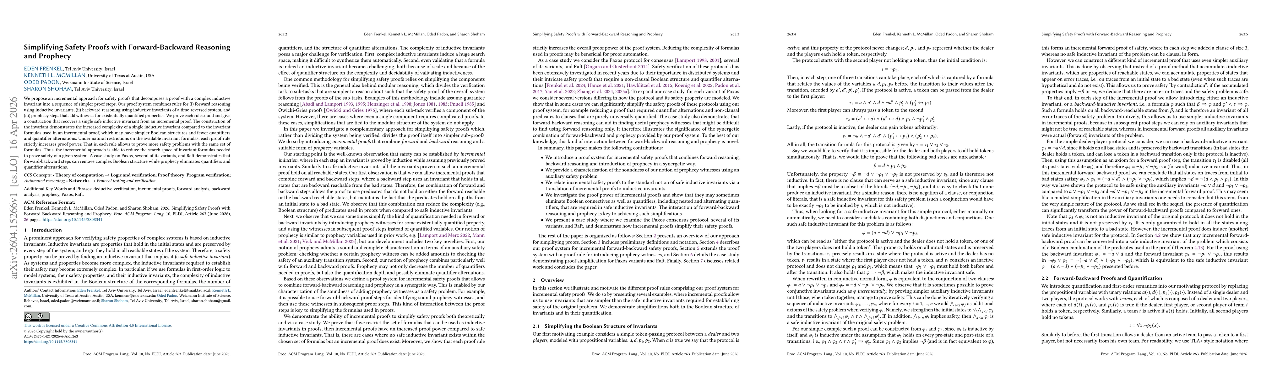 Thumbnail for Simplifying Safety Proofs with Forward-Backward Reasoning and Prophecy