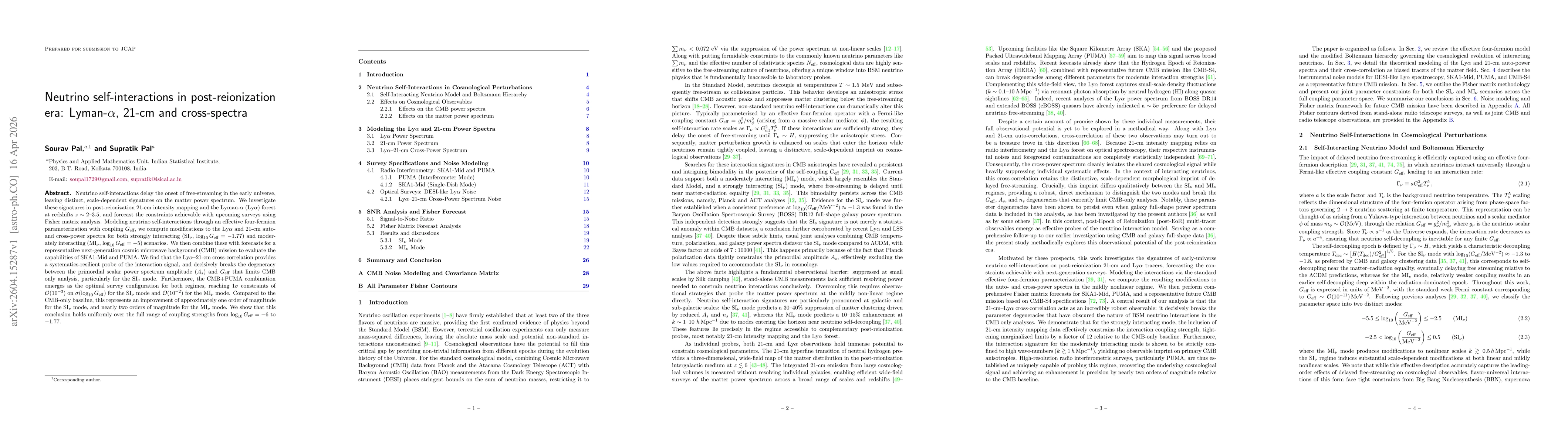 Thumbnail for Neutrino self-interactions in post-reionization era: Lyman-$α$, 21-cm and cross-spectra