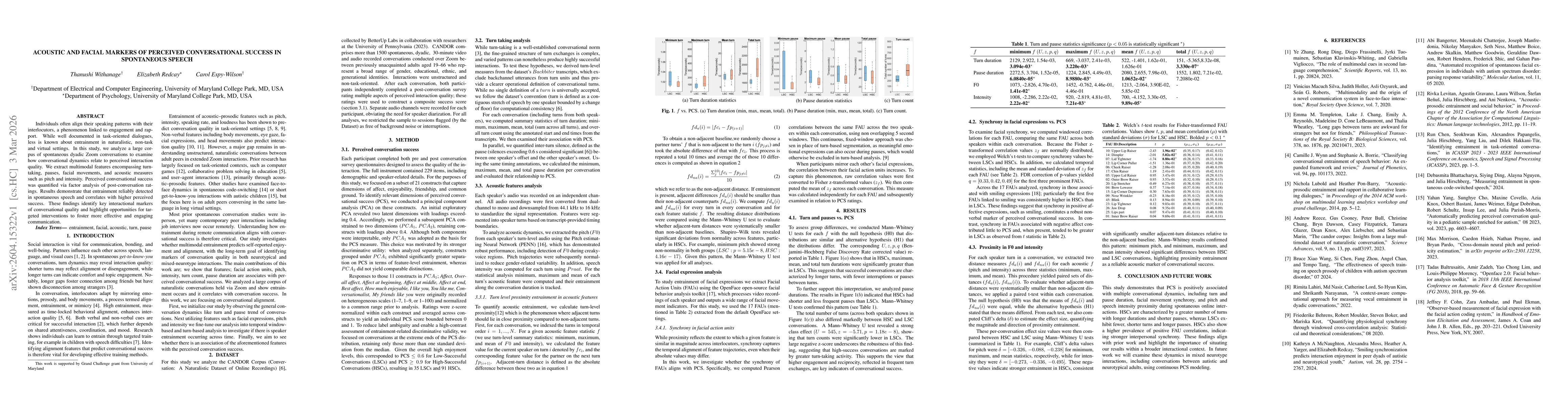 Thumbnail for Acoustic and Facial Markers of Perceived Conversational Success in Spontaneous Speech