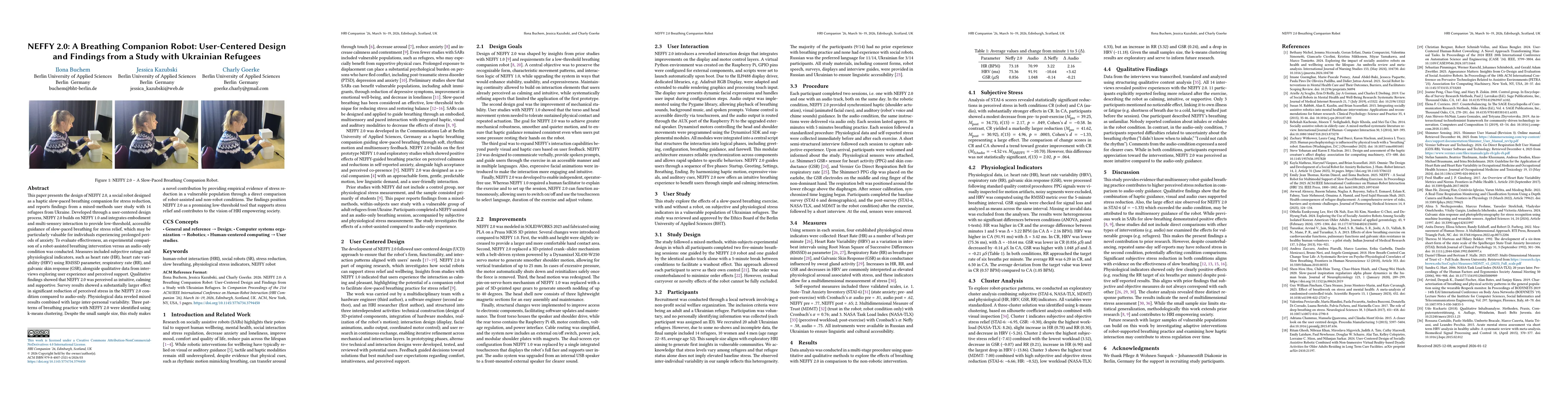 Thumbnail for NEFFY 2.0: A Breathing Companion Robot: User-Centered Design and Findings from a Study with Ukrainian Refugees
