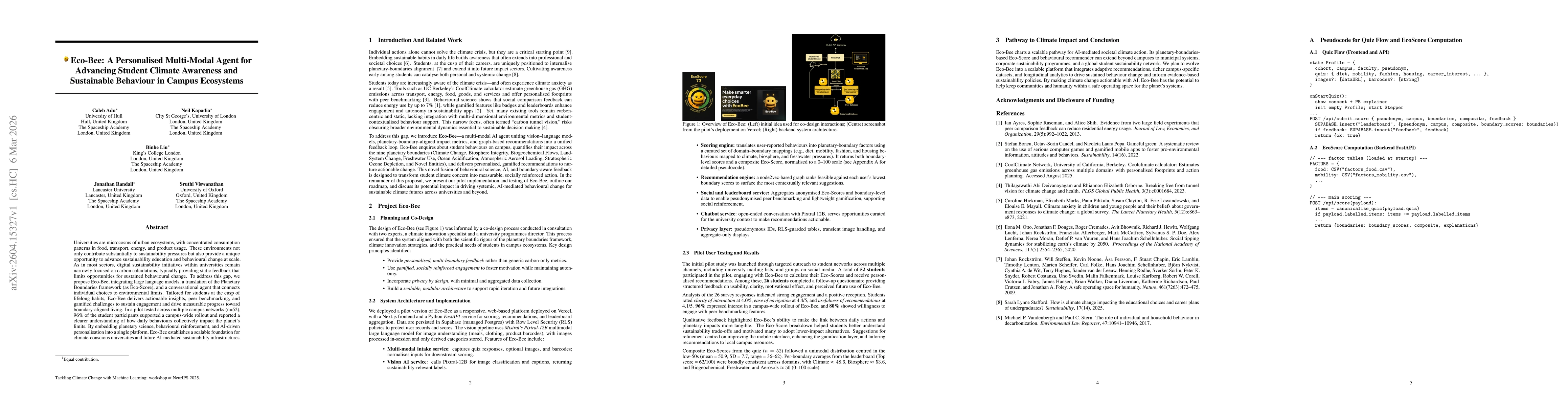Thumbnail for Eco-Bee: A Personalised Multi-Modal Agent for Advancing Student Climate Awareness and Sustainable Behaviour in Campus Ecosystems