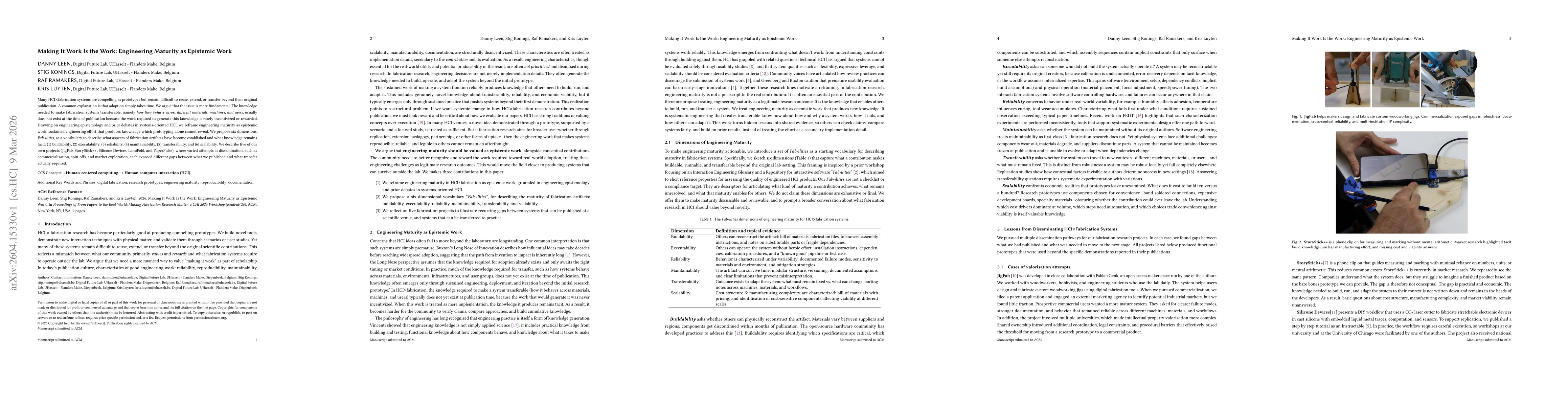 Thumbnail for Making It Work Is the Work: Engineering Maturity as Epistemic Work