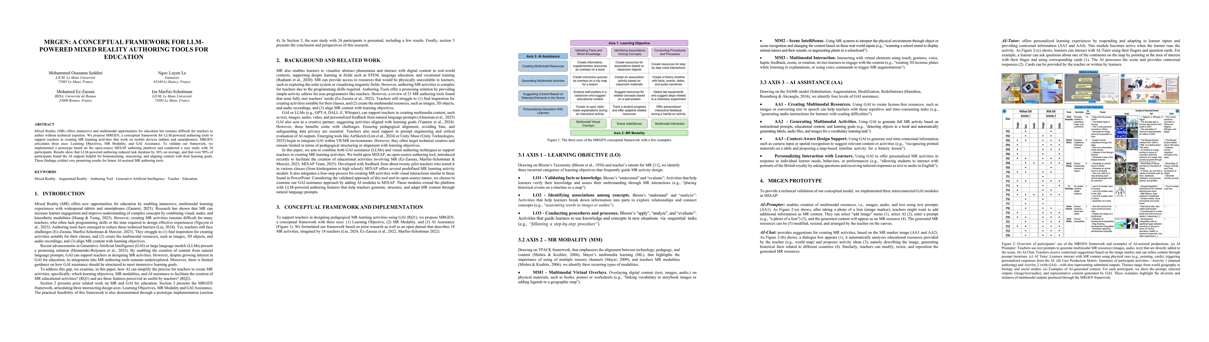 Thumbnail for MRGEN: A Conceptual Framework for LLM-Powered Mixed Reality Authoring Tools for Education